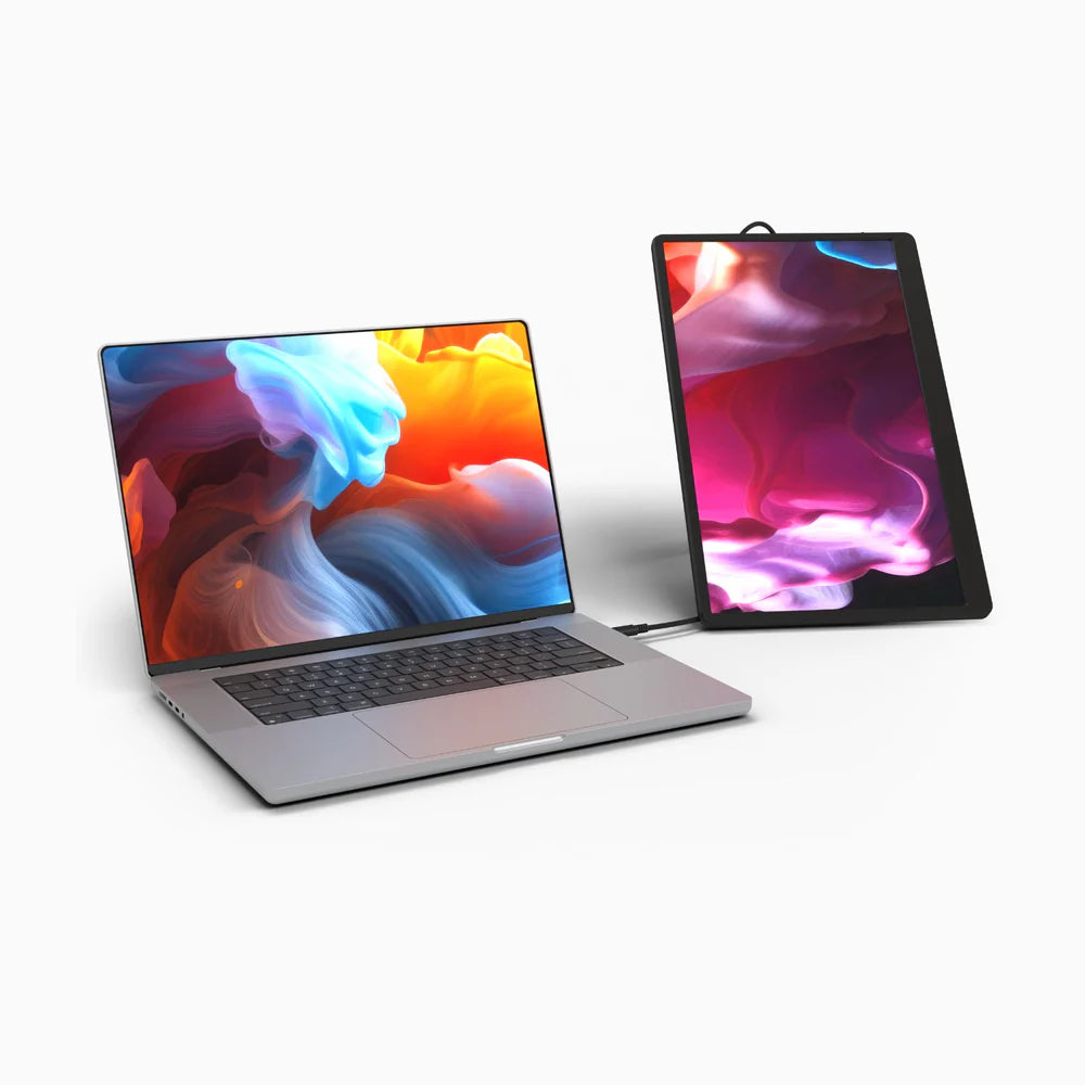 Mono external portable monitor in vertical mode – perfect for coding, reading, and productivity