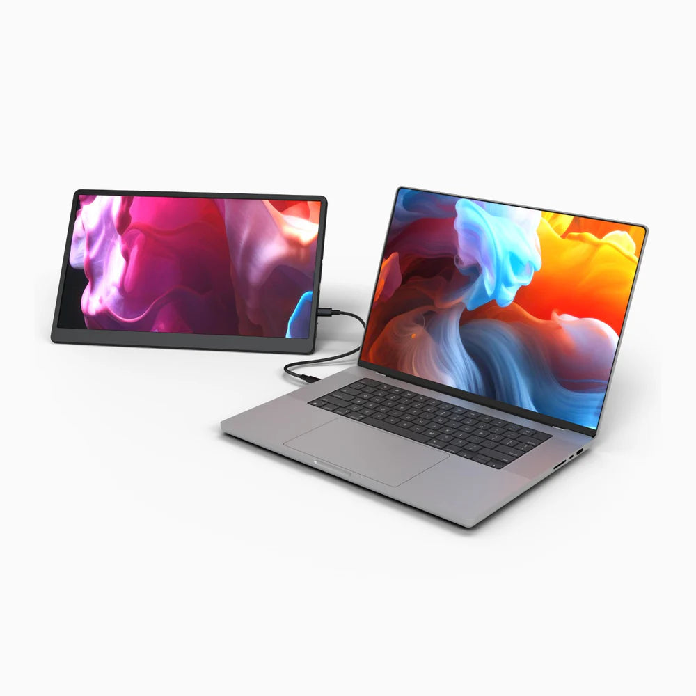 Mono portable monitor connected to laptop – slim IPS HDR screen for extended display setup