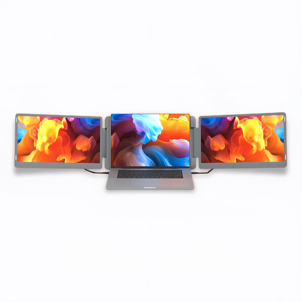 Falco 15.6 portable triple display setup with vivid screens for laptops