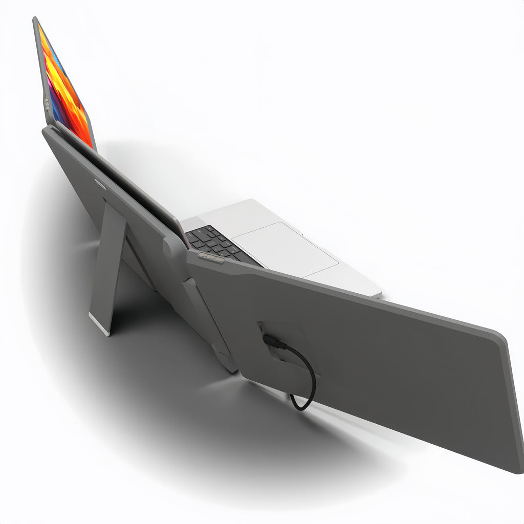 Falco 15.6 portable triple screens back angle with laptop stand