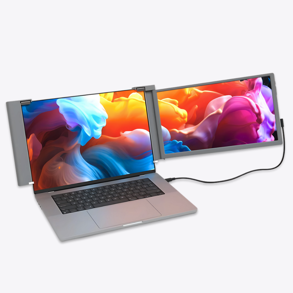 Falco Lite 14 horizontal extended display setup with laptop