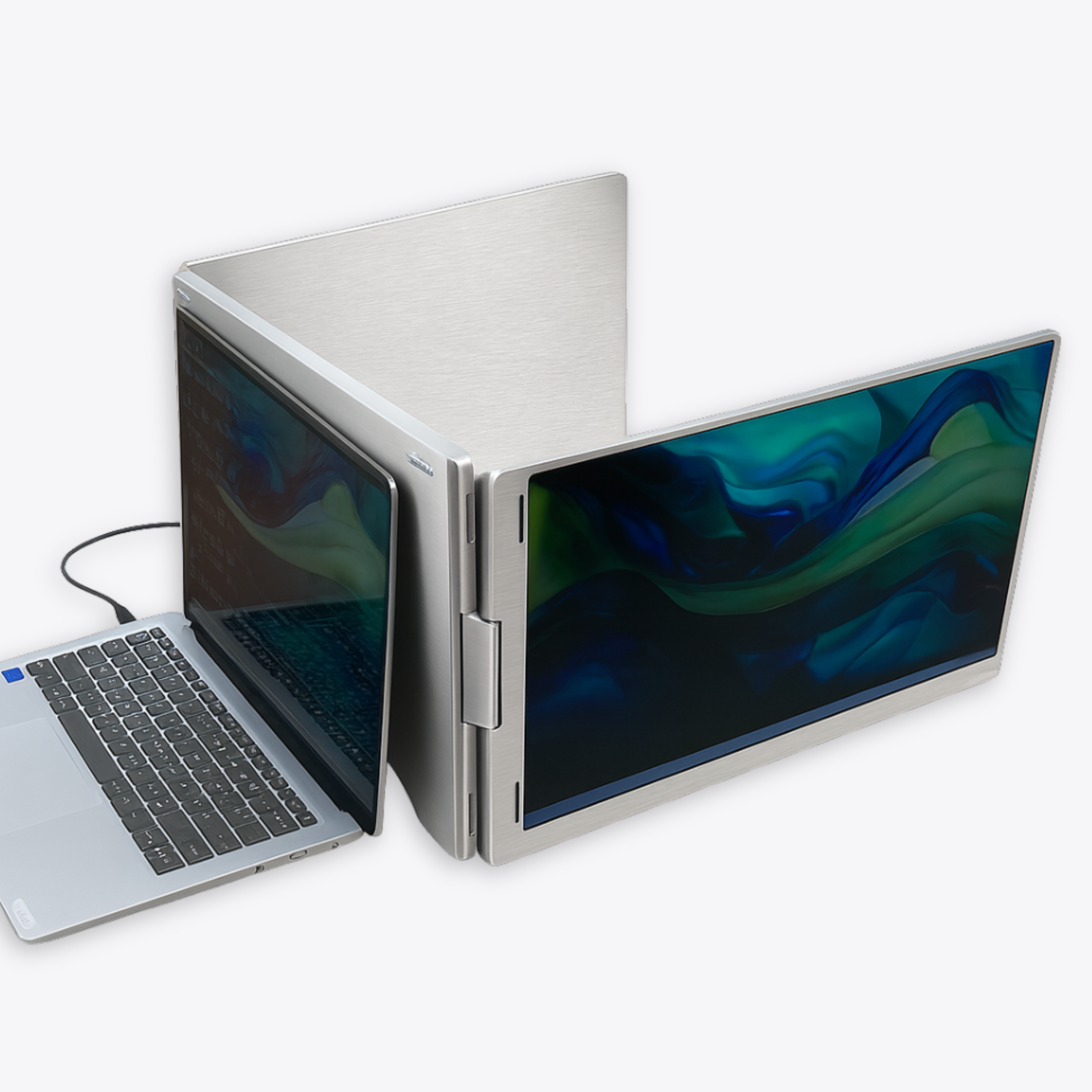 Front display of Falco Pro 15.6 triple portable monitor setup with HDR screens